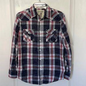 Coastal Pearl Snap Plaid Shirt Small